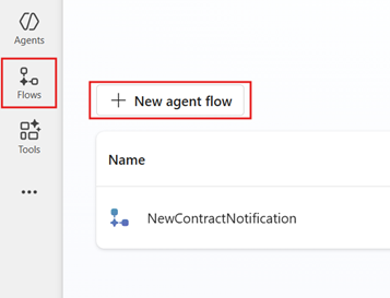 Agent Flows page with New agent flow button highlighted