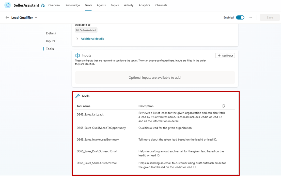 D365 MCP Server tools