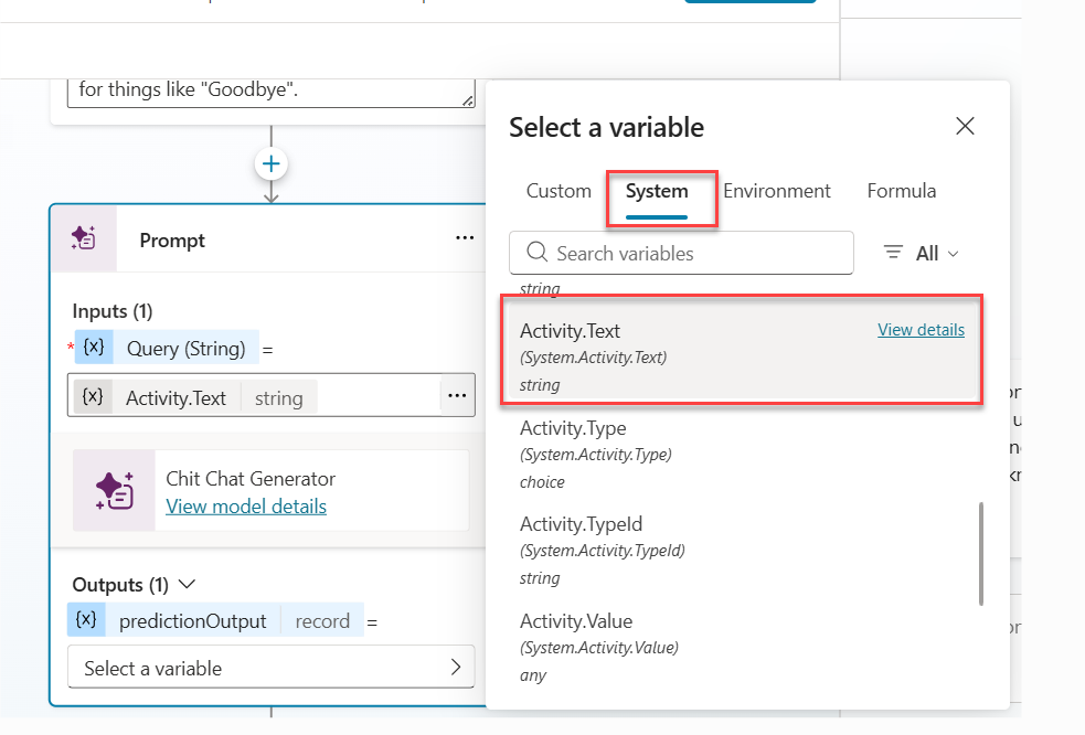 Activity.Text selected